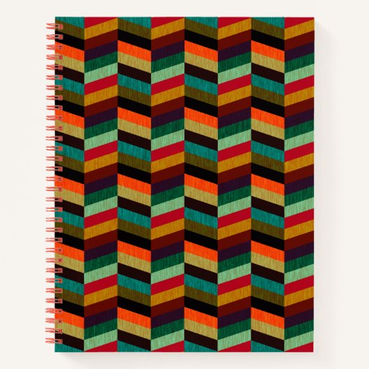 Farbenvolles, mehrfarbiges Herringbone-Muster Notizblock (Vorderseite)
