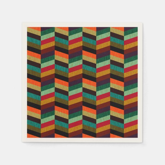 Farbenvolles, mehrfarbiges Herringbone-Muster Serviette (Vorderseite)