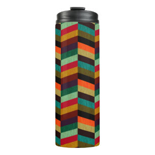 Farbenvolles, mehrfarbiges Herringbone-Muster Thermosbecher