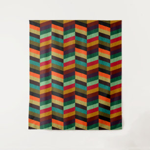 Farbenvolles, mehrfarbiges Herringbone-Muster Wandteppich