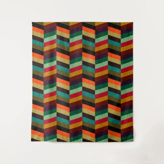 Farbenvolles, mehrfarbiges Herringbone-Muster Wandteppich (Vorderseite)