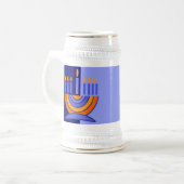 Farbenvolles Menorah Hanukkah-Geschenk Bierglas (Vorderseite Links)