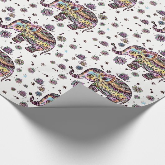 Farbenvolles Muster eines Blumenstamms Geschenkpapier (Ecke)