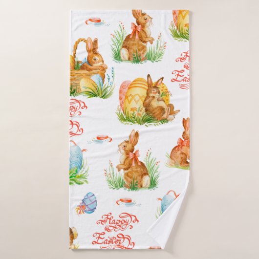 Farbenvolles nahtloses Muster mit Frühjahrs-Osterz Badehandtuch (Badehandtuch)