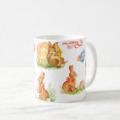 Farbenvolles nahtloses Muster mit Frühjahrs-Osterz Kaffeetasse (VorderseiteRechts)