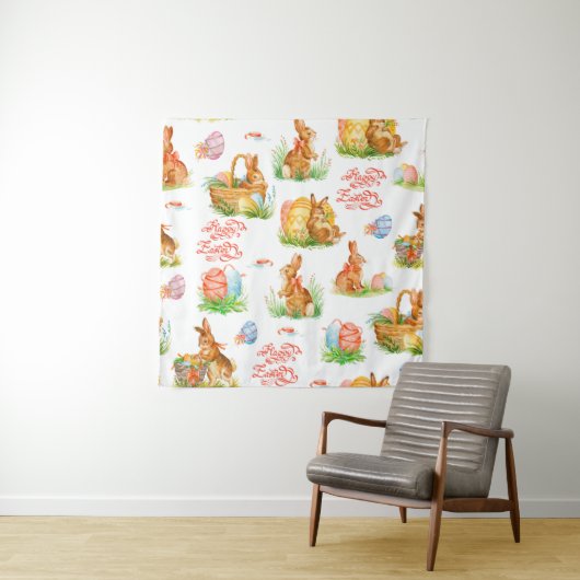 Farbenvolles nahtloses Muster mit Frühjahrs-Osterz Wandteppich (Beispiel)