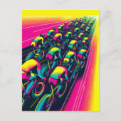 Farbenvolles Radrennen Postkarte (Vorderseite)