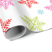 Farbenvolles Schneeflockenmuster - festes Winterde Geschenkpapier (Rolleneckpunkt)