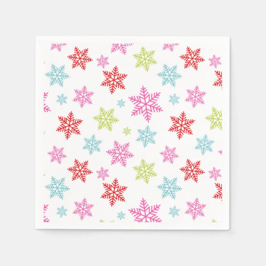 Farbenvolles Schneeflockenmuster - festes Winterde Serviette (Vorderseite)