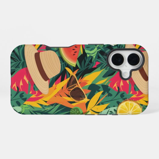 Farbenvolles Sommermuster iPhone 16 Hülle (Rückseite (Horizontal))