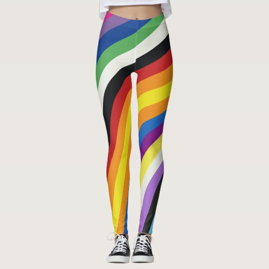 Farbenvolles Streifenmuster für das Flag Leggings (Vorderseite)