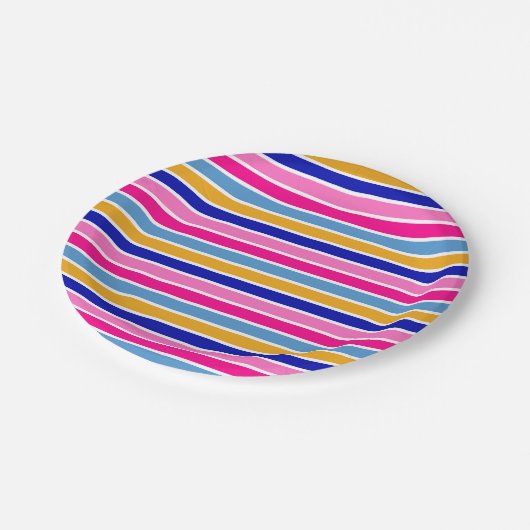 Farbenvolles Strickmuster Vivid Party Pappteller (Schrägansicht)