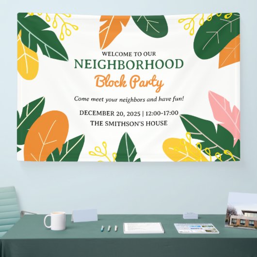 Farbenvolles Summer Neighbhood Block Party Banner (Messe)