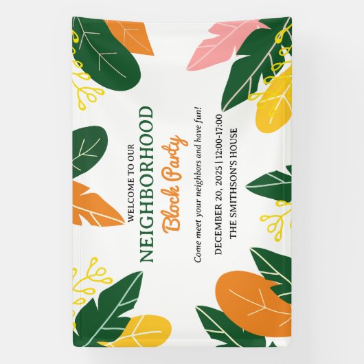 Farbenvolles Summer Neighbhood Block Party Banner (Vertikal)