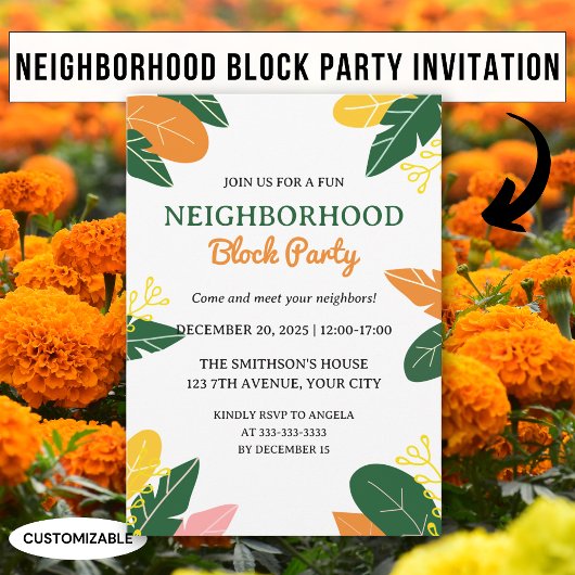 Farbenvolles Summer Neighbhood Block Party Einladung