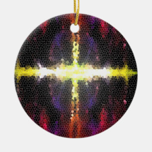 Farbenwald gestanztes Glas Kreuz Keramik Ornament