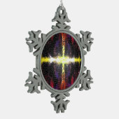 Farbenwald gestanztes Glas Kreuz Schneeflocken Zinn-Ornament (Links)