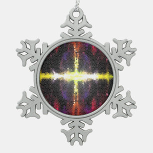 Farbenwald gestanztes Glas Kreuz Schneeflocken Zinn-Ornament