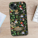Farbenwald Pilze Moss Name Case-Mate iPhone Hülle<br><div class="desc">Individuelles Textdesign mit einem wasserfarbenen Waldlandmuster in ruhiger,  grüner Natur mit bunten Pilzen,  Beeren,  Moos und Pflanze.</div>