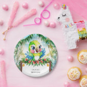 Farbenwaldpapagei zum Geburtstag Pappteller (Party)