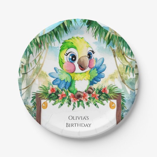 Farbenwaldpapagei zum Geburtstag Pappteller (Vorderseite)