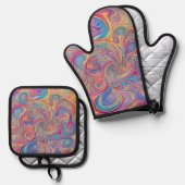 Farbenwirbel  ofenhandschuh & Topflappen-Set (Vorderseite/Rückseite)