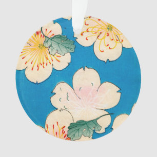 FarbeWoodblock Druck der Hartriegel-Blüten Ornament