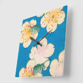 FarbeWoodblock Druck der Hartriegel-Blüten Quadratische Wanduhr (Winkel)