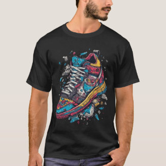 Farbexplodierende Sneaker Streetwear Grafik T-Shirt