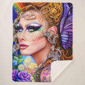 Farbexplodierendes Drag Queen Artwork Design Sherpadecke (Vorderseite)