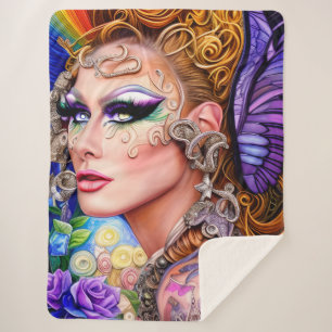 Farbexplodierendes Drag Queen Artwork Design Sherpadecke