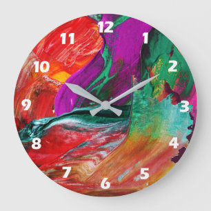 Farbexplosion Abstrakte Kunst Wanduhr