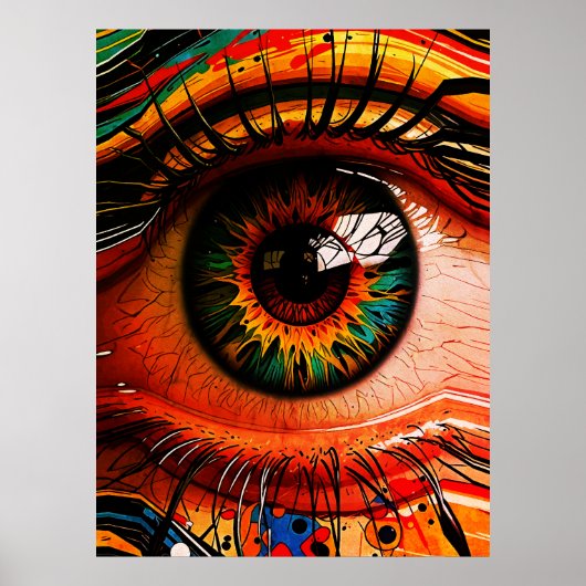 Farbexplosion Auge – Vibranter abstrakter Realismu Poster (Vorne)