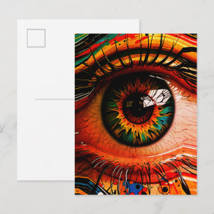 Farbexplosion Auge – Vibranter abstrakter Realismu Postkarte