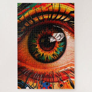 Farbexplosion Auge – Vibranter abstrakter Realismu Puzzle