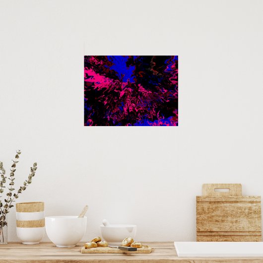 Farbexplosion Blau-Rot Poster (Küche)
