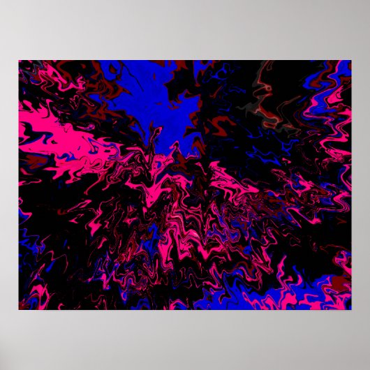 Farbexplosion Blau-Rot Poster (Vorne)