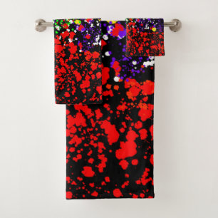 Farbexplosion Farbpunkte Bunt Modern Cool Badhandtuch Set