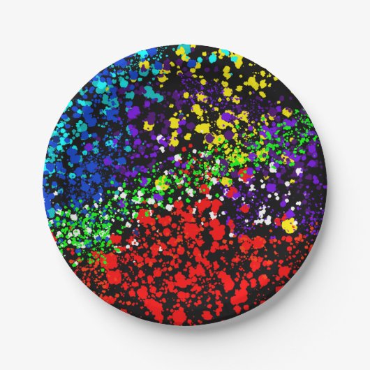 Farbexplosion Farbpunkte Bunt Modern Cool Pappteller (Vorderseite)
