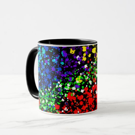 Farbexplosion Farbpunkte Bunt Modern Cool Tasse (Vorderseite Links)