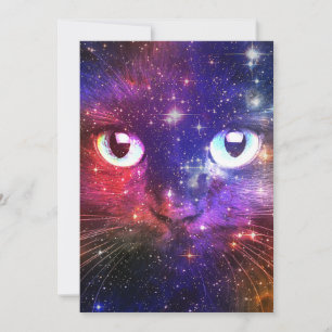 Farbexplosion Galaxie Katze Einladung