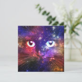 Farbexplosion-Galaxie-Katze Einladung (Stehend Vorderseite)