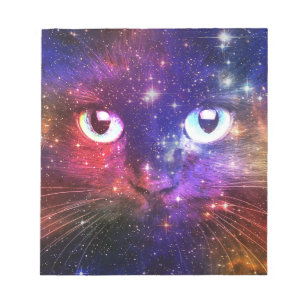 Farbexplosion Galaxie Katze Notizblock