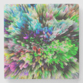 Farbexplosion mit Öleffekt Steinuntersetzer (Vorderseite)