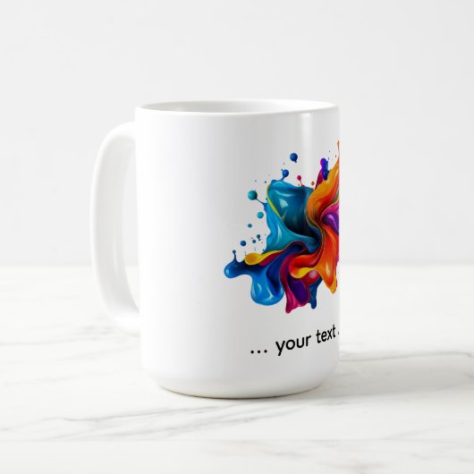 Farbexplosion mit Spritzern Kaffeetasse (Vorderseite Links)