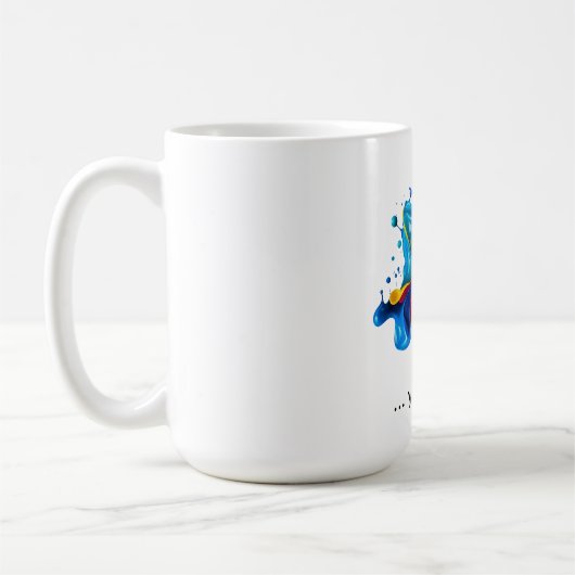 Farbexplosion mit Spritzern Kaffeetasse (Links)