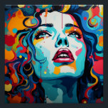 Farbexplosion: Porträt im Pop-Art-Stil Poster<br><div class="desc">"Farbexplosion: Porträt im Pop-Art-Stil" ist ein Zazzle Perfect Poster, das die Energie und Lebendigkeit der modernen Pop-Art einfängt. Dieses Poster mit glänzendem Finish bringt einen kühnen und künstlerischen Ausdruck in jeden Raum. Mit seinen lebhaften Farben und der auffälligen Darstellung des Gesichts einer Frau, verschönert durch fließende Farbtropfen, ist dieses Kunstwerk...</div>