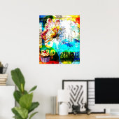 Farbexplosion Retro Schmetterling Collage Poster (Heimbüro)