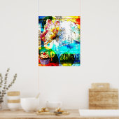 Farbexplosion Retro Schmetterling Collage Poster (Küche)