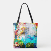 Farbexplosion Retro-Schmetterling-Collage Tasche (Rückseite)